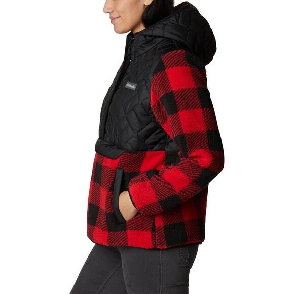 Columbia Women's Sweet View Fleece Pullover, Black/Red Lily Check, Size XXL - Picture 3 of 8